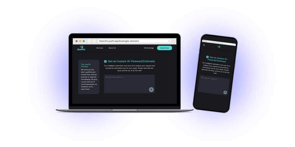 Preview of the JustFix AI estimator on the desktop and mobile web app Preview of the JustFix AI estimator on the desktop and mobile web app